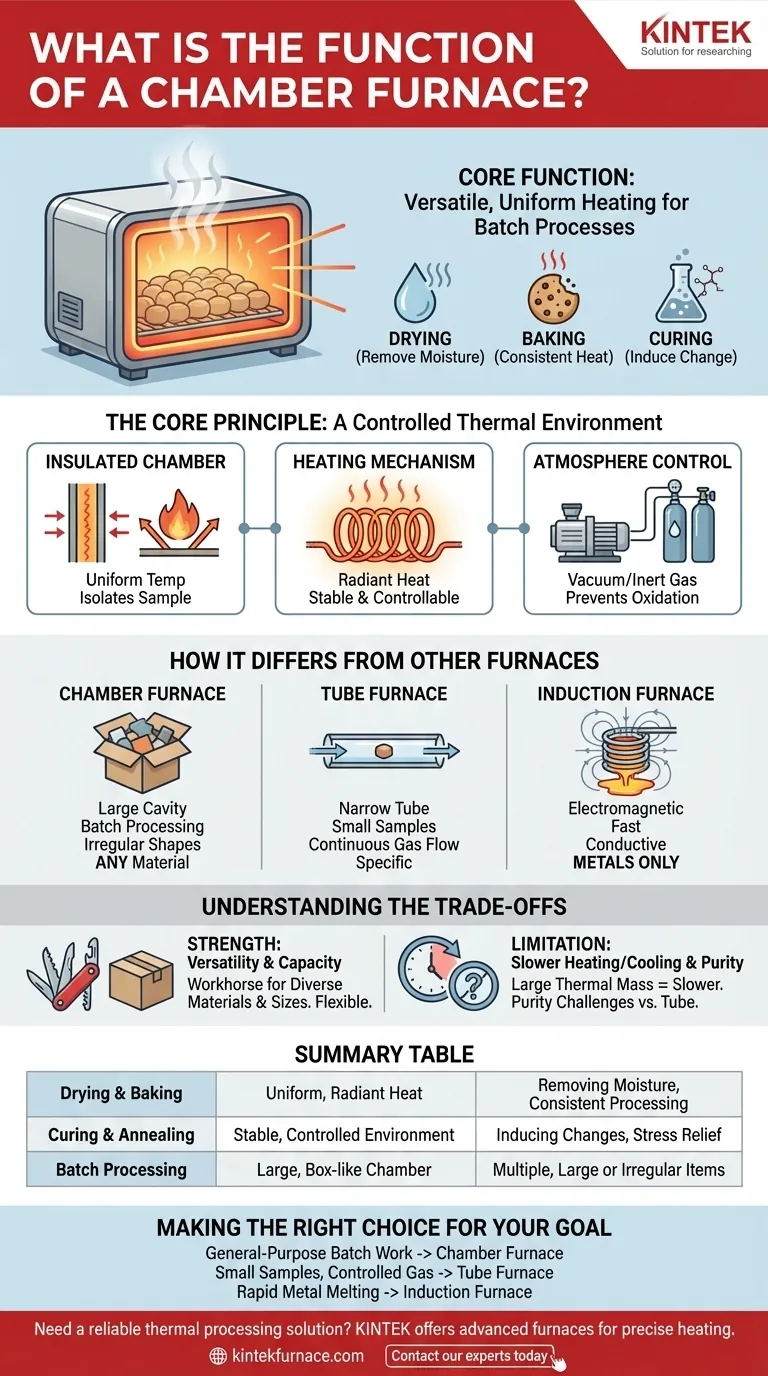 Qual è la funzione di un forno a camera? Riscaldamento versatile per essiccazione, cottura e polimerizzazione Guida Visiva