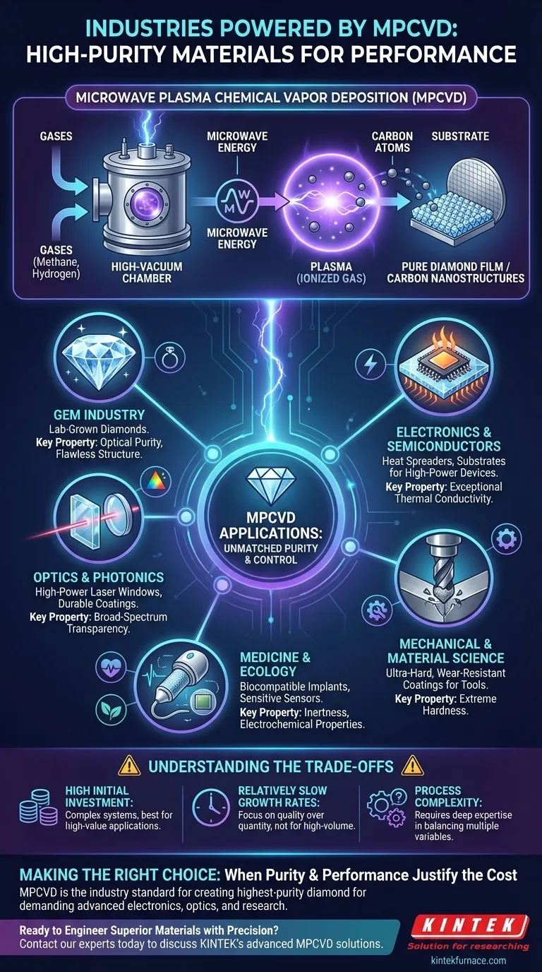 In welchen Branchen wird das Mikrowellen-Plasma-CVD-System häufig eingesetzt? Erschließen Sie die Synthese hochreiner Materialien Visuelle Anleitung
