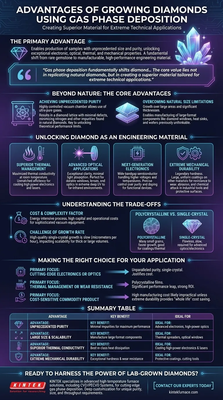 Welche Vorteile bietet der Diamantanbau mittels Gasphasenabscheidung? Erschließen Sie überlegene Leistung für extreme Anwendungen Visuelle Anleitung