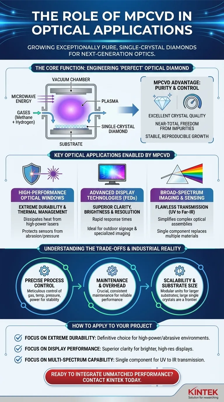 What role does MPCVD play in optical applications? Enabling Next-Generation Diamond Optics Visual Guide