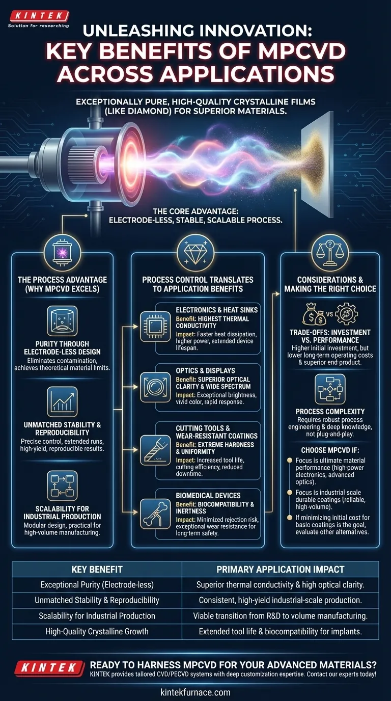 Quels sont les principaux avantages du MPCVD dans diverses applications ? Atteindre des performances matérielles supérieures Guide Visuel