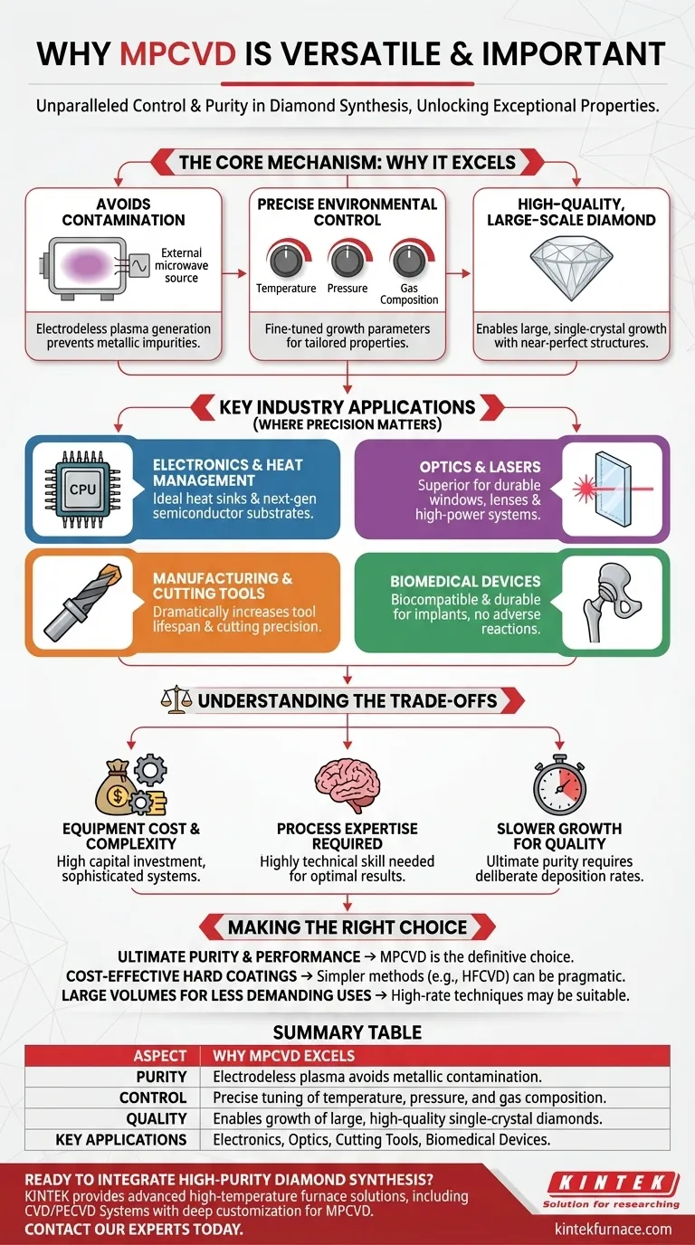 Por que o MPCVD é considerado versátil e importante em múltiplas indústrias? Desvende o Potencial do Diamante Guia Visual