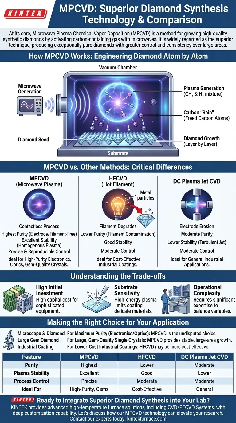 O que é MPCVD e como se compara a outras técnicas de síntese de diamante? Descubra o Método Superior Guia Visual