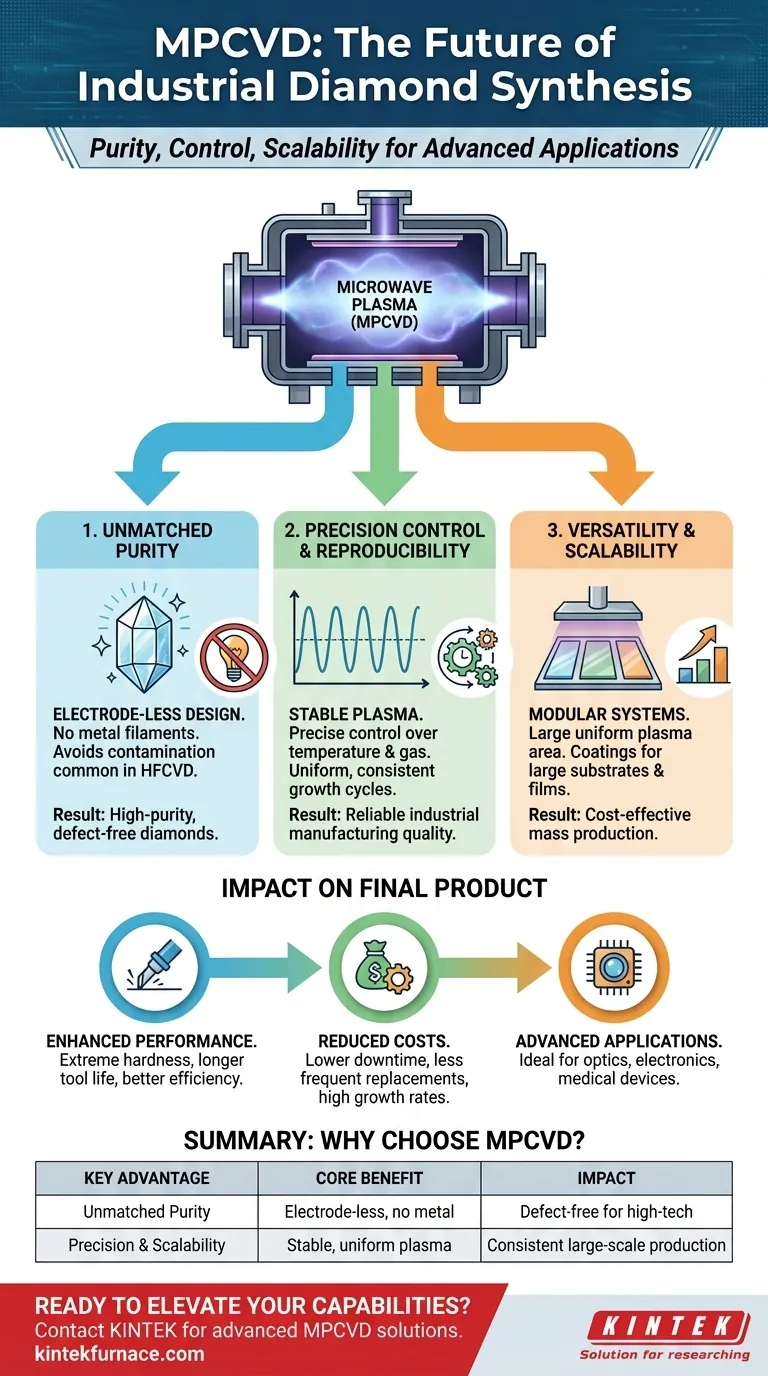 What are the key advantages of MPCVD in diamond synthesis? Achieve High-Purity, Scalable Diamond Production Visual Guide