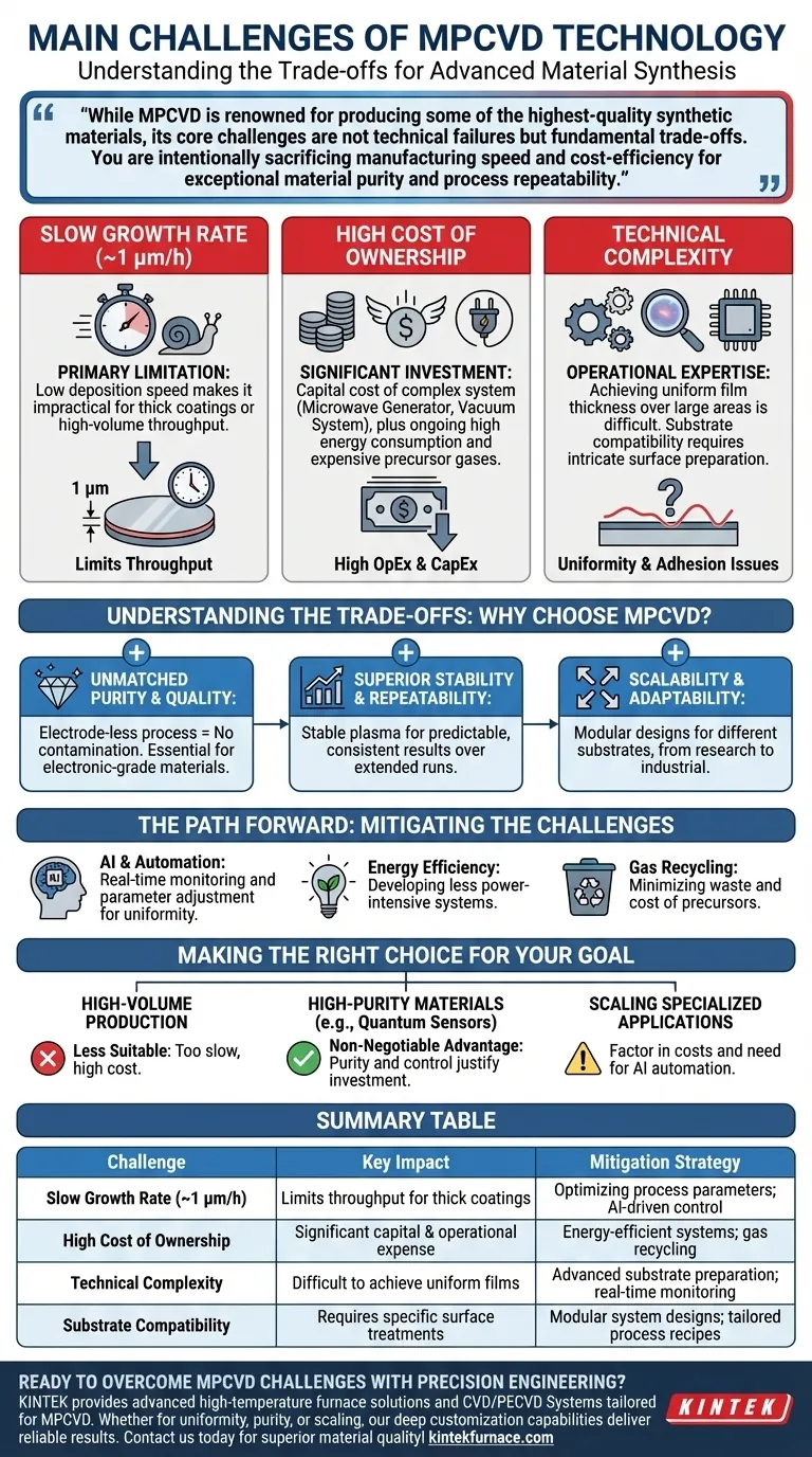 What are the main challenges facing MPCVD technology? Overcoming Slow Growth & High Costs for Purity Visual Guide