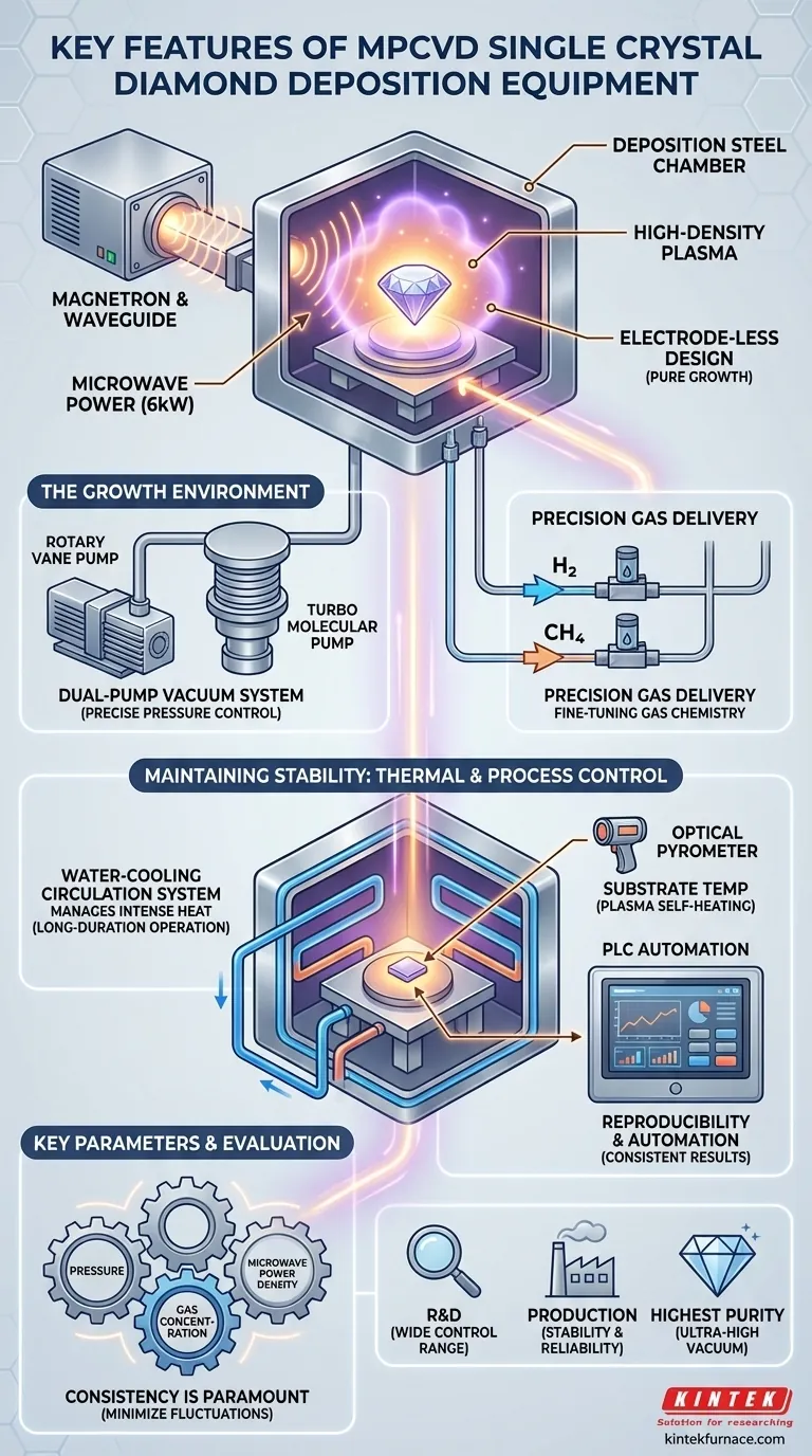 MPCVD 단결정 다이아몬드 증착 장비의 주요 특징은 무엇인가요? 고품질 성장을 위한 정밀 제어 시각적 가이드