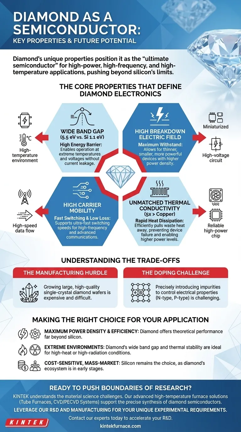 ما هي الخصائص الرئيسية للماس التي تجعله مادة أشباه موصلات واعدة؟ أطلق العنان لإلكترونيات الجيل التالي دليل مرئي