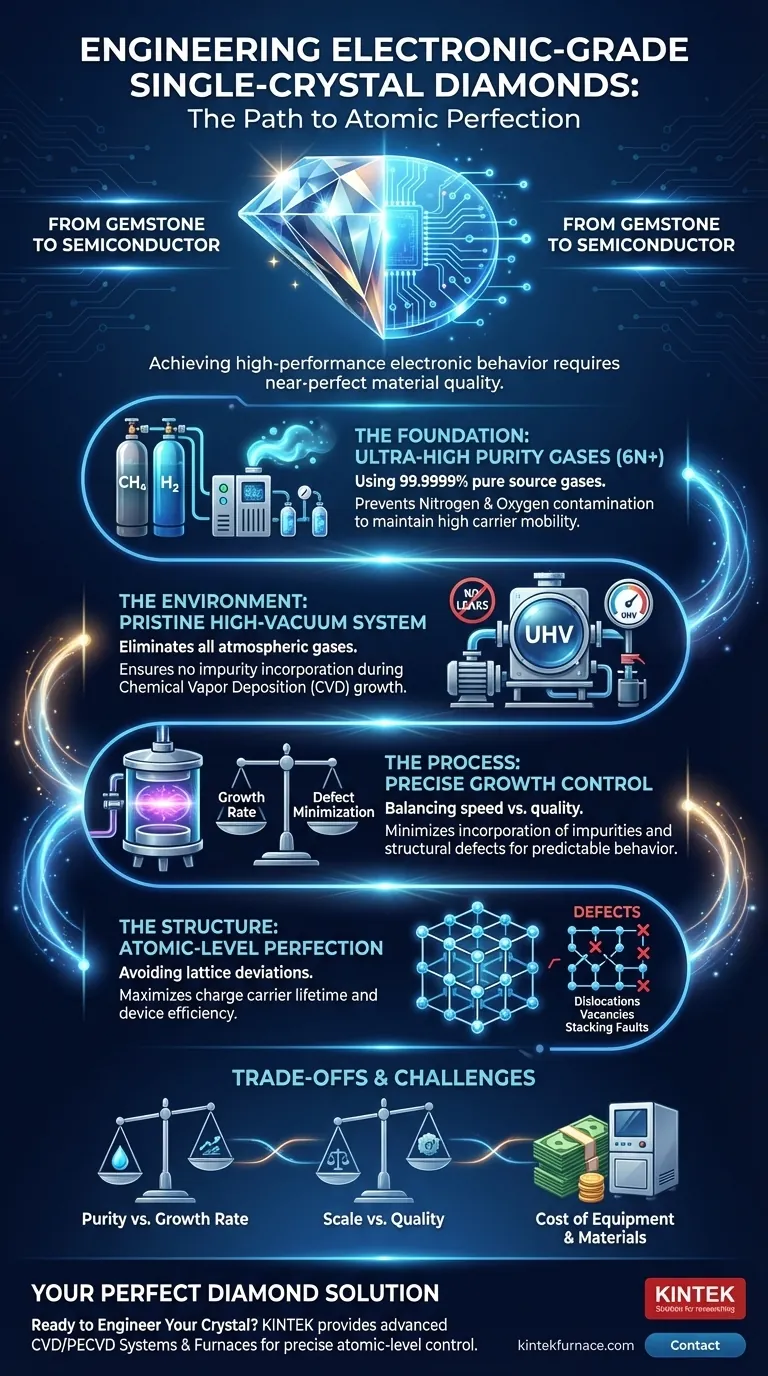 Quais são os requisitos para preparar diamantes monocristalinos de grau eletrônico? Alcançar pureza impecável em nível atômico Guia Visual