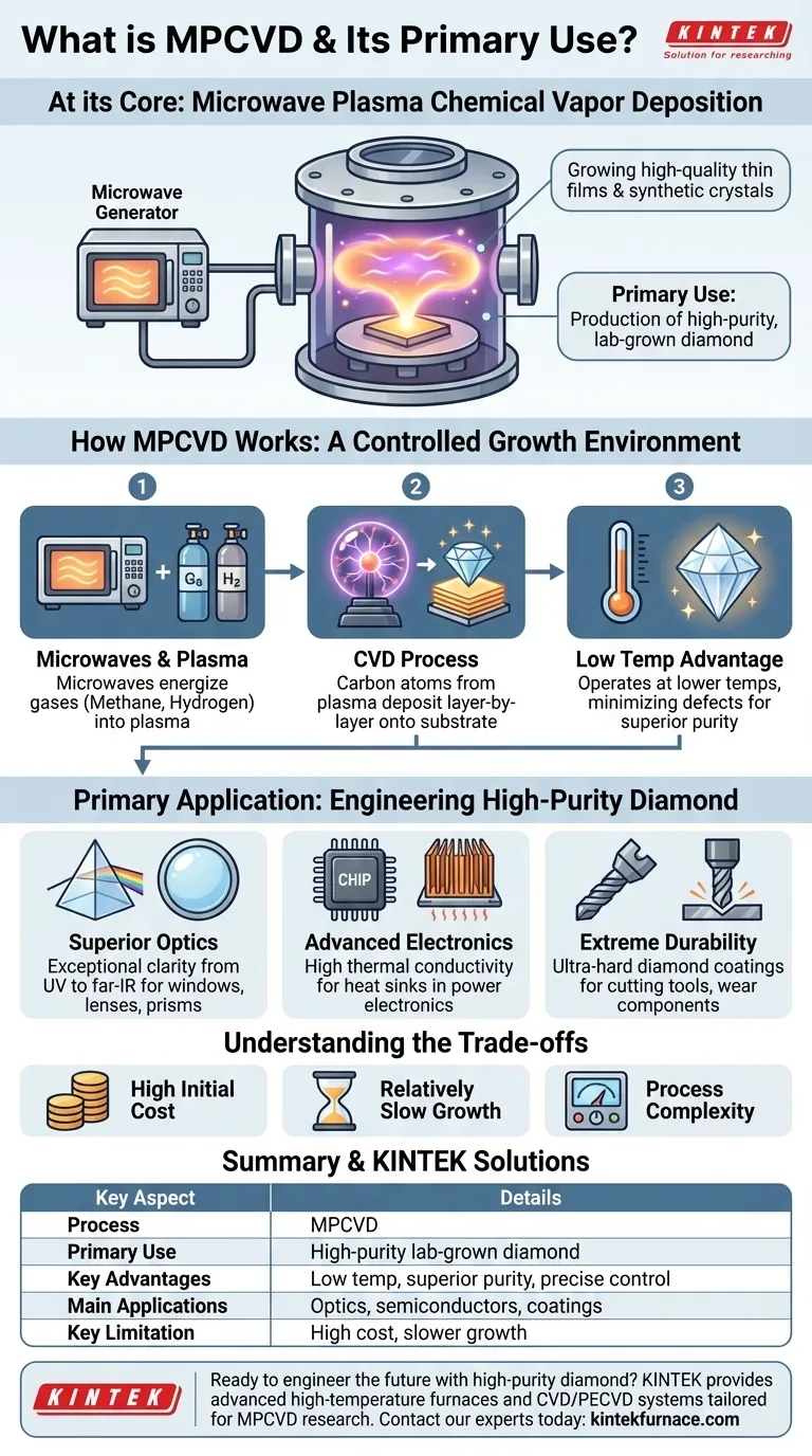 What is MPCVD and what is its primary use? The Definitive Guide to High-Purity Diamond Synthesis Visual Guide