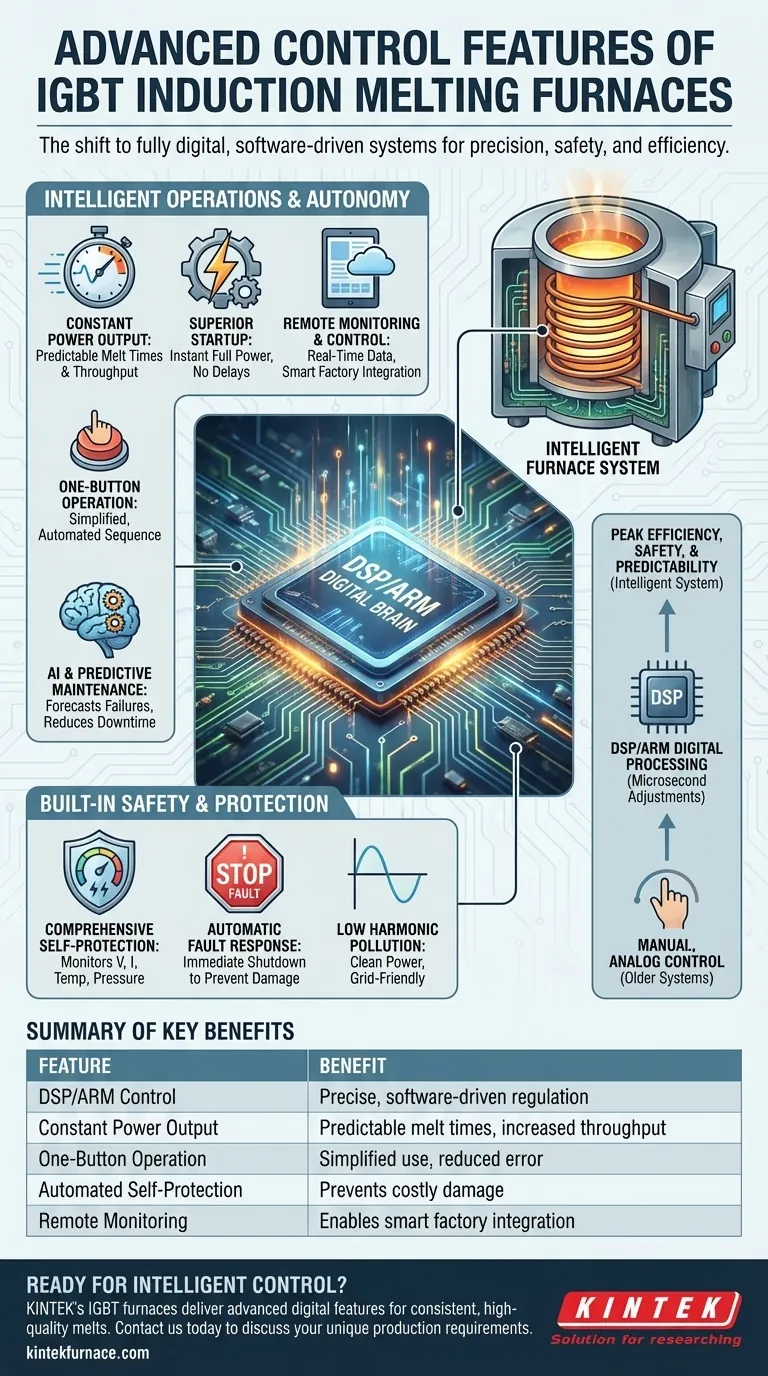 Quais recursos avançados de controle o forno de fusão por indução IGBT oferece? Controle Inteligente e Autorregulável para Eficiência Máxima Guia Visual