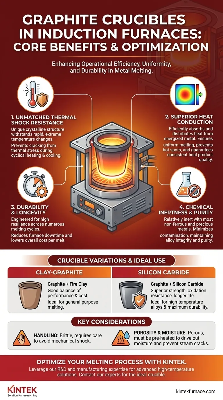 Was sind die Hauptvorteile der Verwendung von Graphittiegeln in Induktionsöfen? Erzielen Sie überlegene Schmelzeffizienz & Konsistenz Visuelle Anleitung