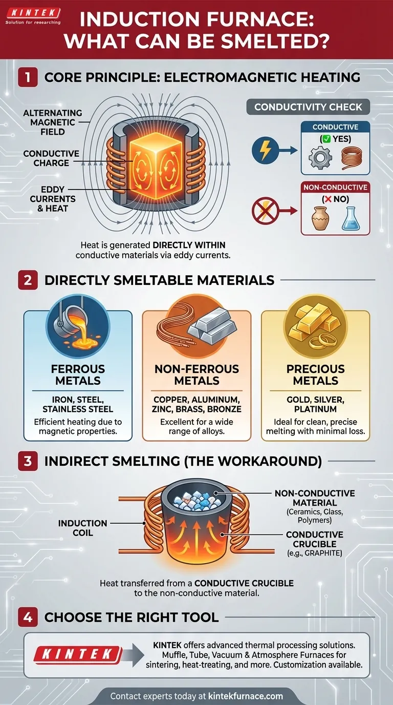 Que tipos de materiais podem ser fundidos em um forno de indução? Domine a Arte da Fusão de Metais Limpa e Eficiente Guia Visual