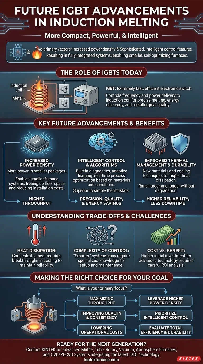 Que avanços futuros são esperados na tecnologia IGBT para fusão por indução? Maior Densidade de Potência e Controle Inteligente Guia Visual