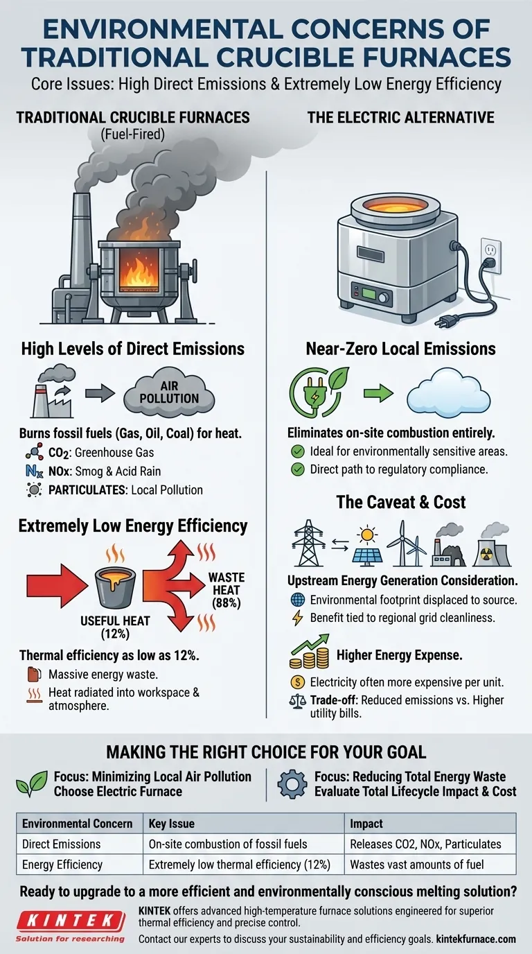 What are the environmental concerns associated with traditional crucible furnaces? High Emissions & Low Efficiency Explained Visual Guide
