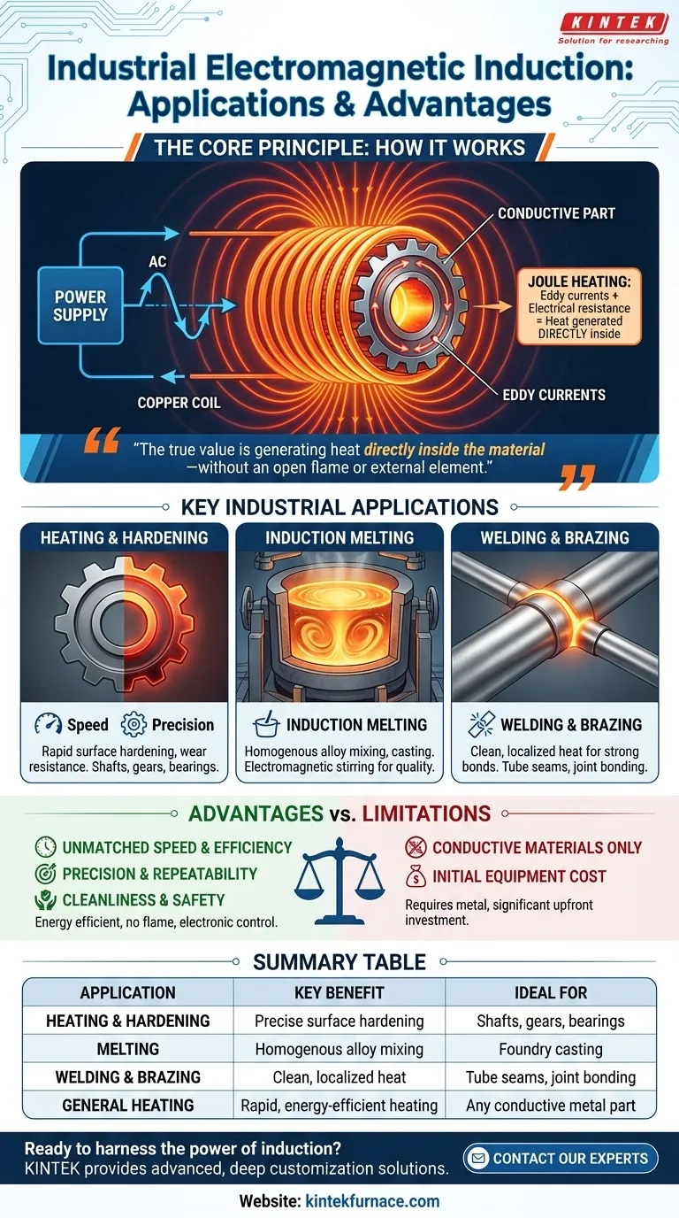Para que serve a indução eletromagnética em aplicações industriais? Obtenha Aquecimento de Metais Rápido e Preciso Guia Visual