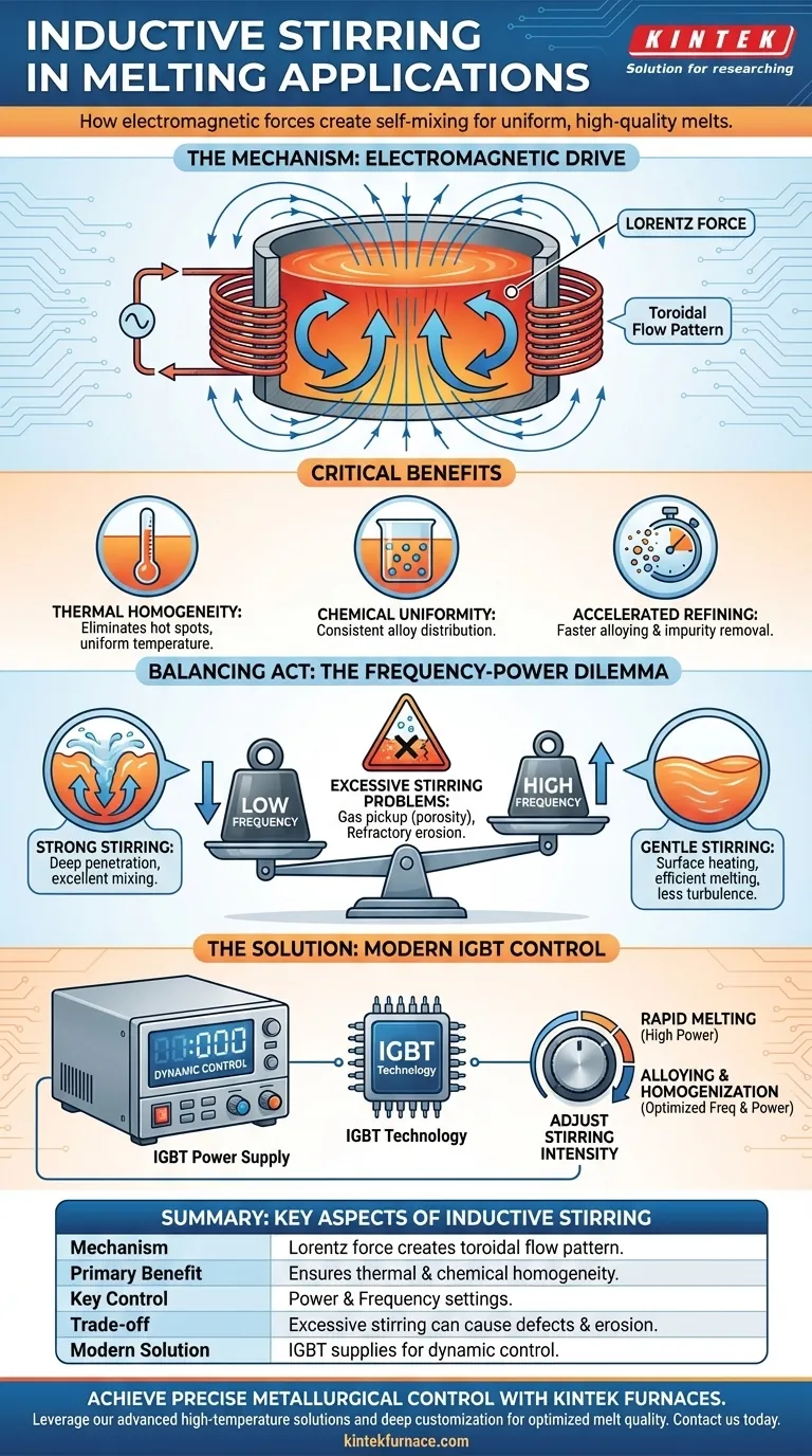 O que é agitação indutiva em aplicações de fusão? Controle Metalúrgico Mestre para Qualidade Superior de Fusão Guia Visual
