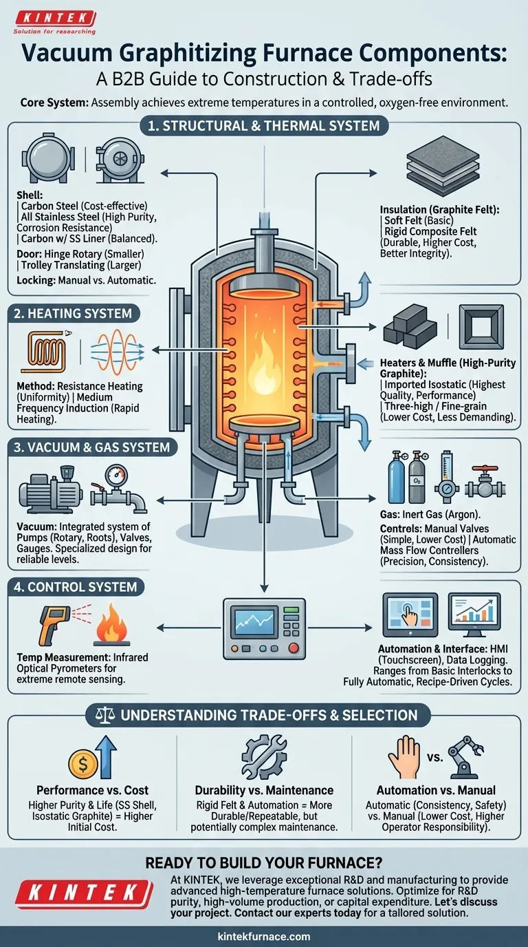 Quais componentes são usados na construção de fornos de grafitação a vácuo? Um guia para desempenho de alta temperatura Guia Visual