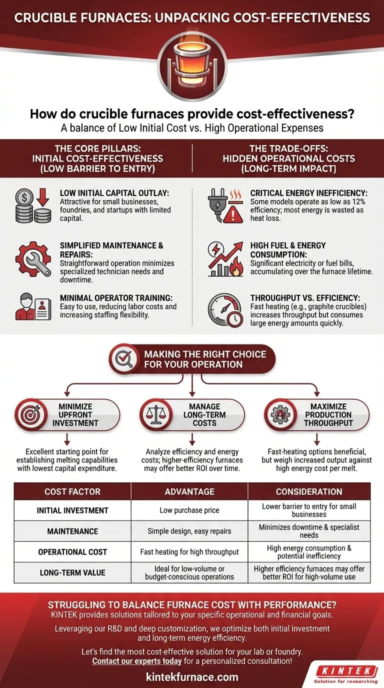 How do crucible furnaces provide cost-effectiveness? Balancing Low Upfront Cost with Operational Efficiency Visual Guide
