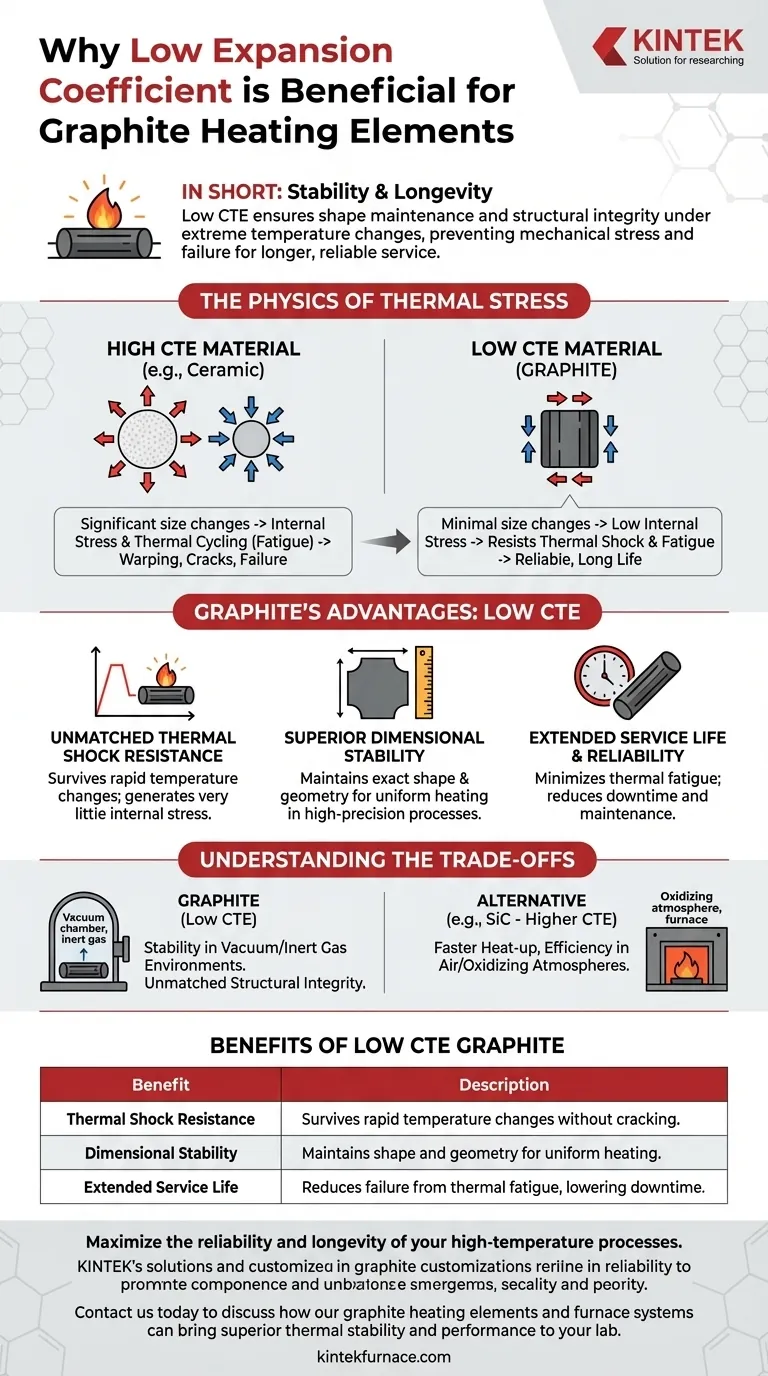 Perché un basso coefficiente di espansione è vantaggioso per gli elementi riscaldanti in grafite? Ottieni una stabilità termica superiore Guida Visiva
