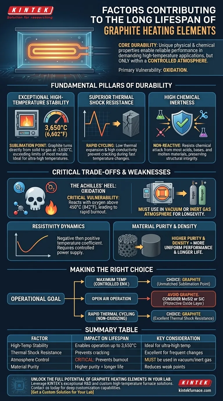 What factors contribute to the long lifespan of graphite heating elements? Maximize Your High-Temp Furnace Performance Visual Guide