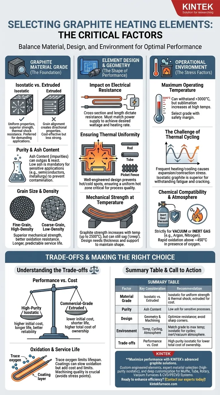 O que deve ser considerado ao selecionar elementos de aquecimento de grafite para uma aplicação específica? Otimize Seu Processo de Alta Temperatura Guia Visual
