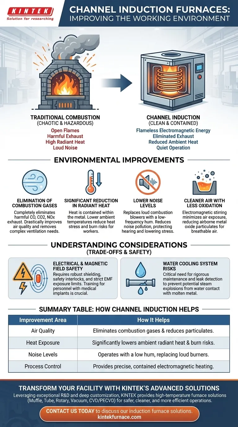 Como os fornos de indução de canal melhoram o ambiente de trabalho? Alcance um Local de Trabalho Mais Seguro, Limpo e Silencioso Guia Visual