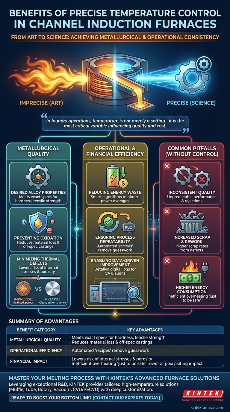 Quais são os benefícios do controle preciso de temperatura em fornos de indução de canal? Alcance Qualidade Metalúrgica Superior e Eficiência Guia Visual