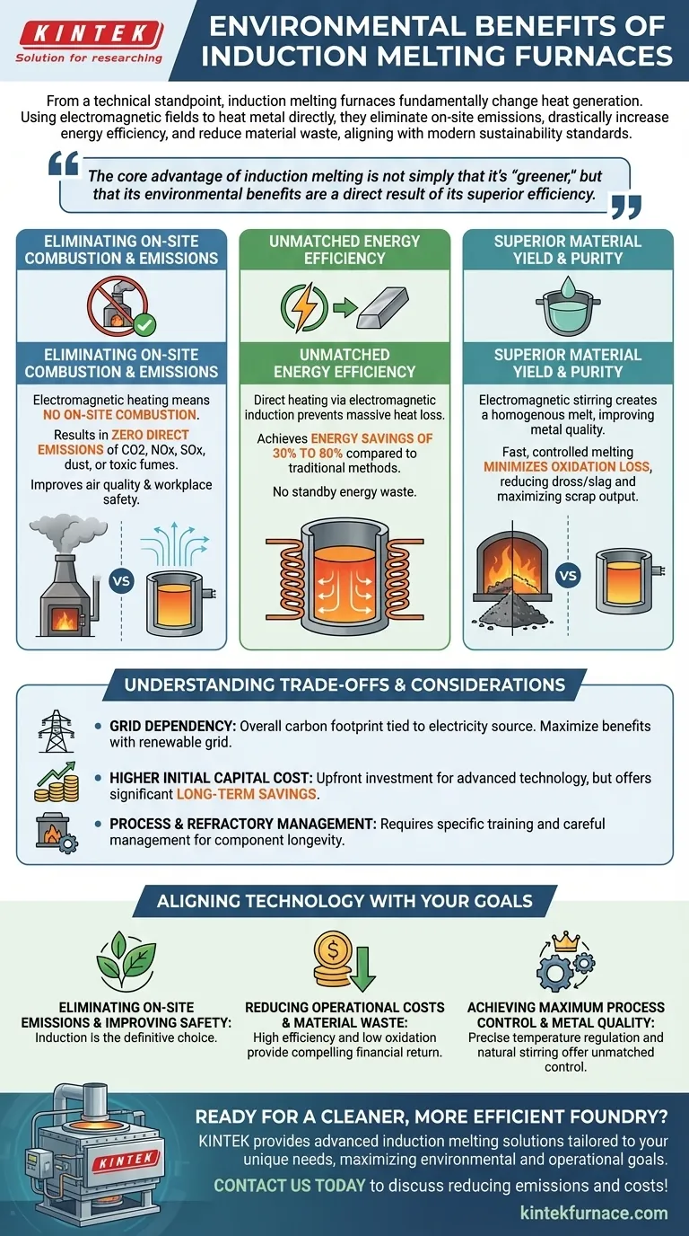 Que benefícios ambientais os fornos de fusão por indução proporcionam? Reduzir Emissões e Aumentar a Eficiência Guia Visual