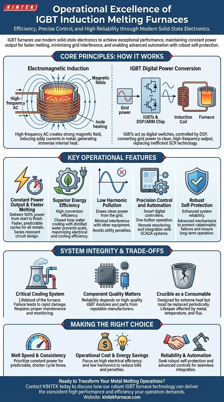 Quais são as características operacionais de um forno de fusão por indução IGBT? Alcance uma fusão de metal mais rápida, inteligente e eficiente Guia Visual
