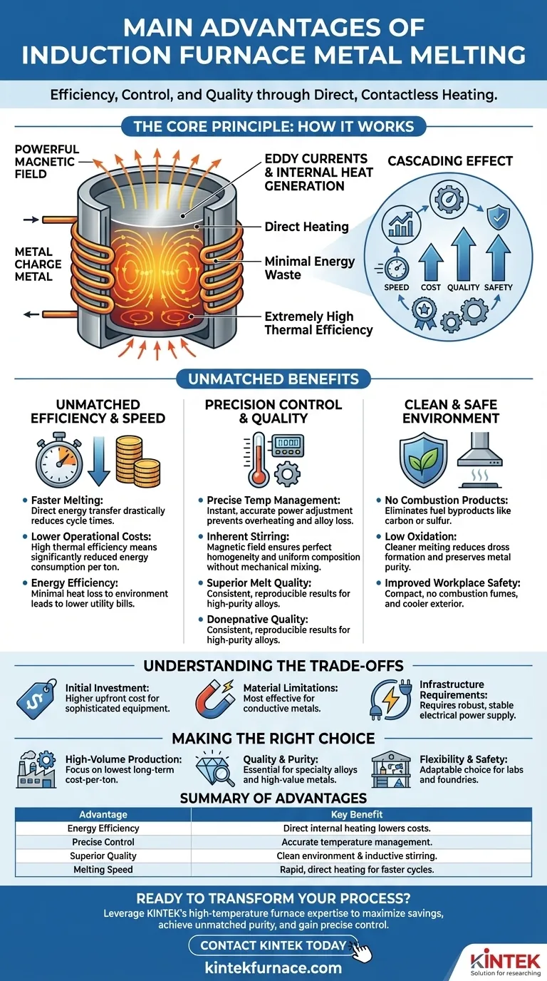 Quali sono i principali vantaggi dell'utilizzo di un forno a induzione per la fusione dei metalli? Sblocca efficienza e qualità superiori Guida Visiva