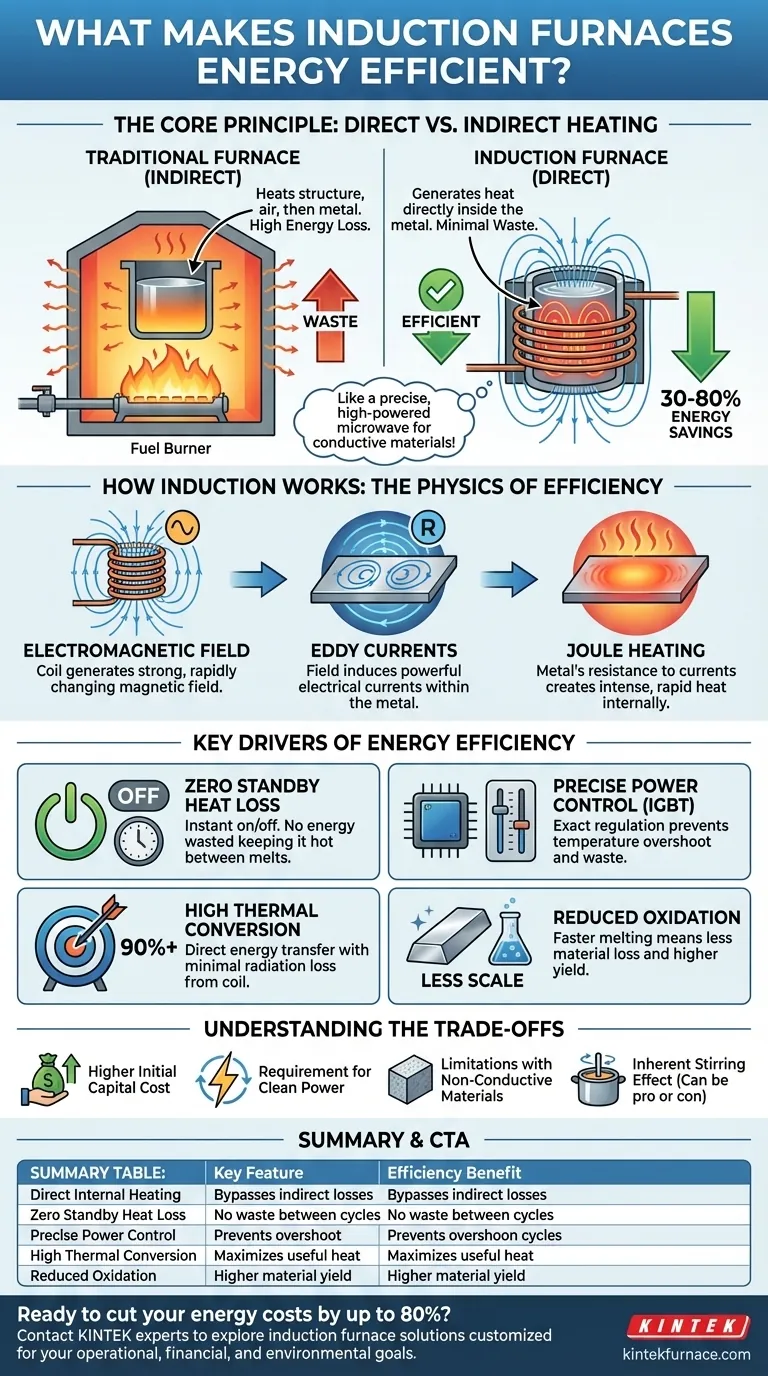 ¿Qué hace que los hornos de inducción sean energéticamente eficientes? El calentamiento interno directo ahorra un 30-80% de energía Guía Visual