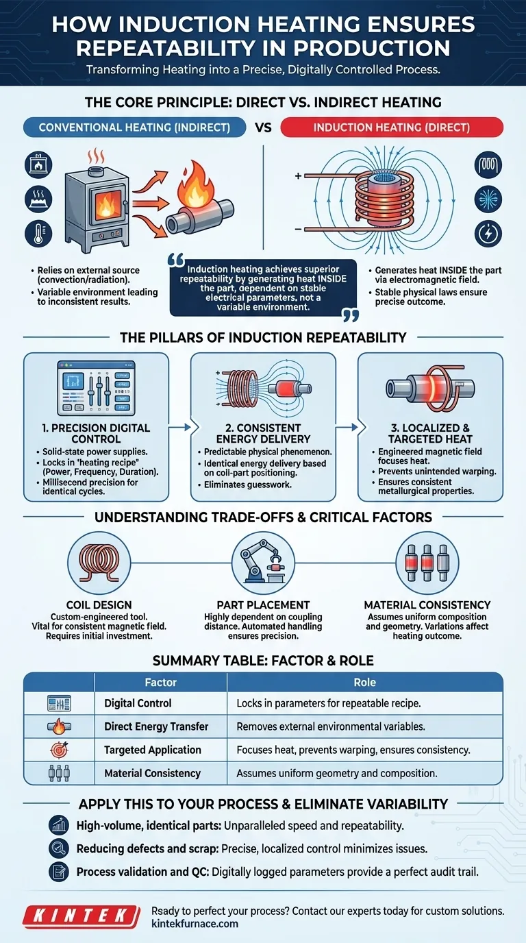How does induction heating ensure repeatability in production batches? Master Precise Digital Control Visual Guide