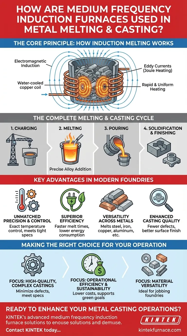 Come vengono utilizzate le fornaci a induzione a media frequenza nella fusione e nella colata dei metalli? Sblocca Precisione ed Efficienza Guida Visiva