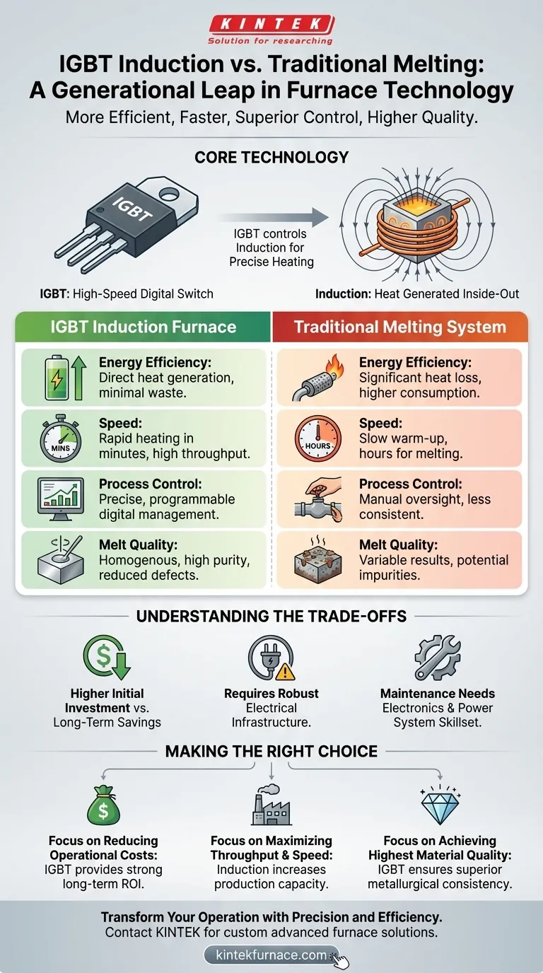 Como os fornos de fusão por indução IGBT se comparam aos sistemas de fusão tradicionais? Um Salto Geracional na Tecnologia de Fusão Guia Visual