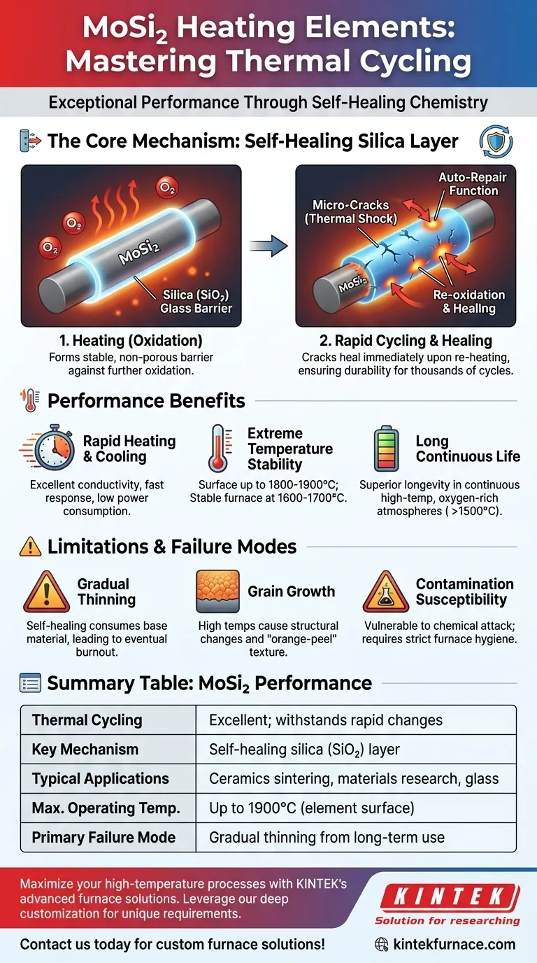 How do MoSi2 heating elements perform in thermal cycling? Withstand Rapid Temperature Changes Visual Guide