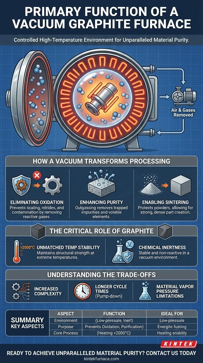 Qual é a função principal de um forno de grafite a vácuo? Atingir Pureza de Material em Temperaturas Extremas Guia Visual