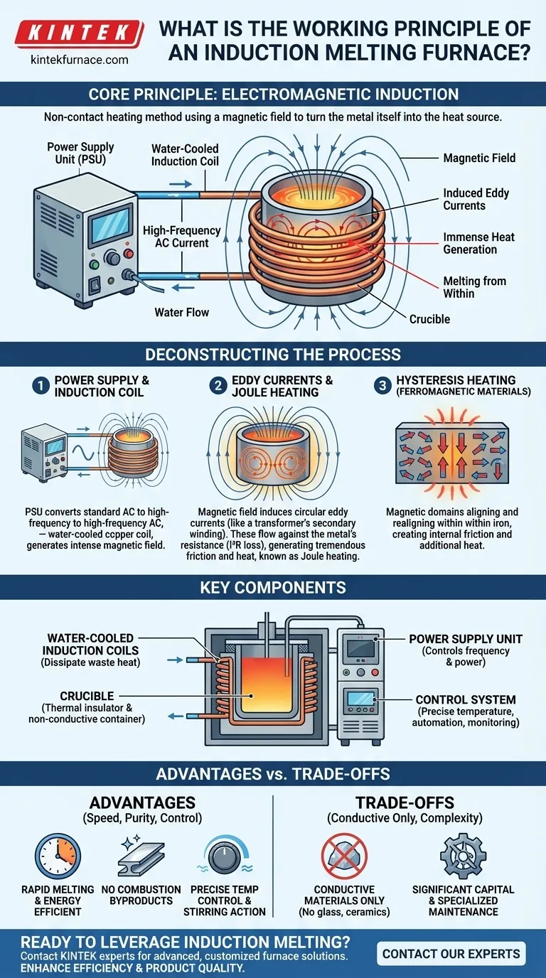 What is the working principle of an induction melting furnace? Achieve Fast, Clean, and Controllable Metal Melting Visual Guide