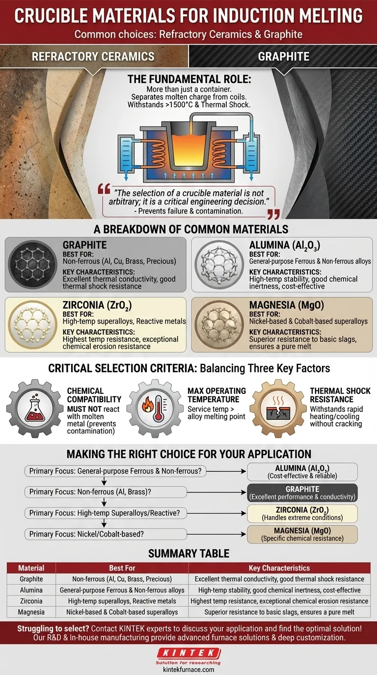 ما هي المواد الشائعة المستخدمة في بوتقة فرن الصهر بالحث؟ اختر البوتقة المناسبة لمعدنك دليل مرئي