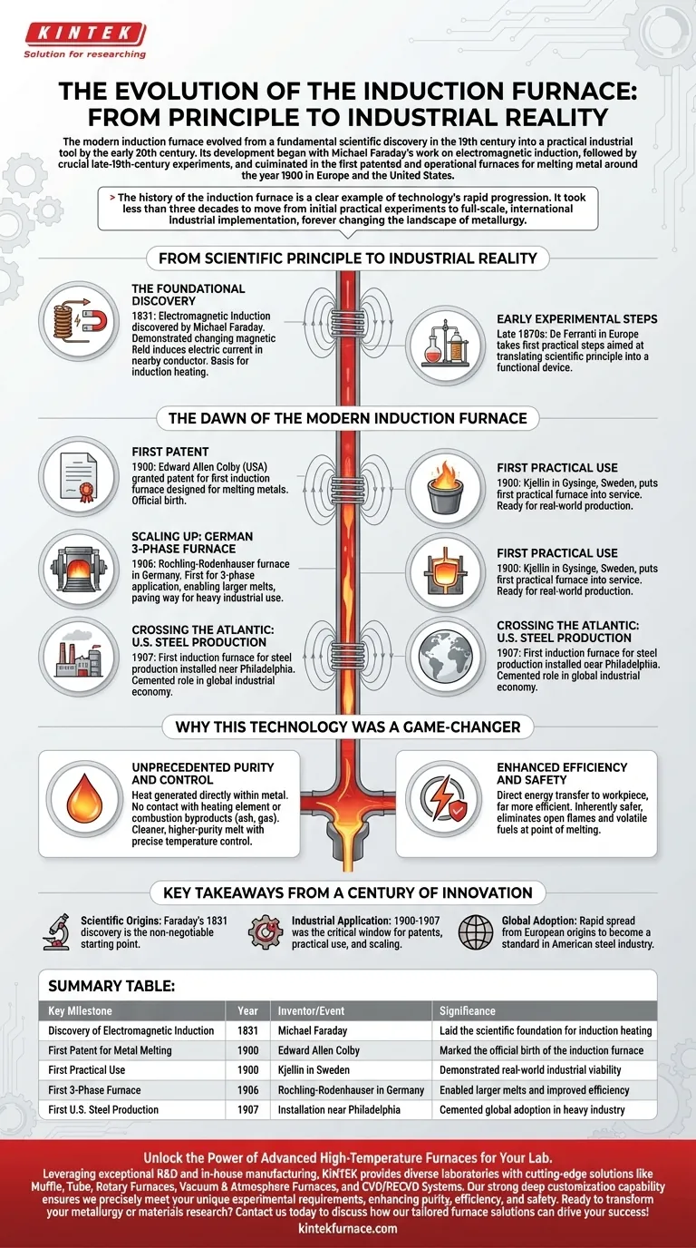 What is the historical background of induction furnace development? From Faraday to Modern Metallurgy Visual Guide