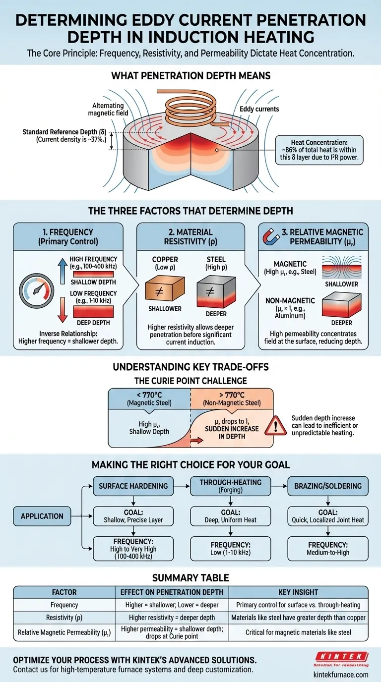 Como é determinada a profundidade de penetração das correntes parasitas no aquecimento por indução? Frequência Mestra, Resistividade e Permeabilidade Guia Visual