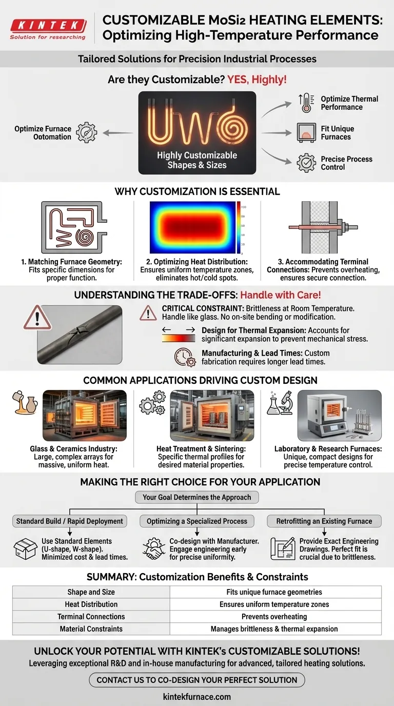 Gli elementi riscaldanti in disiliciuro di molibdeno sono personalizzabili? Soluzioni su misura per alte temperature per il tuo forno Guida Visiva