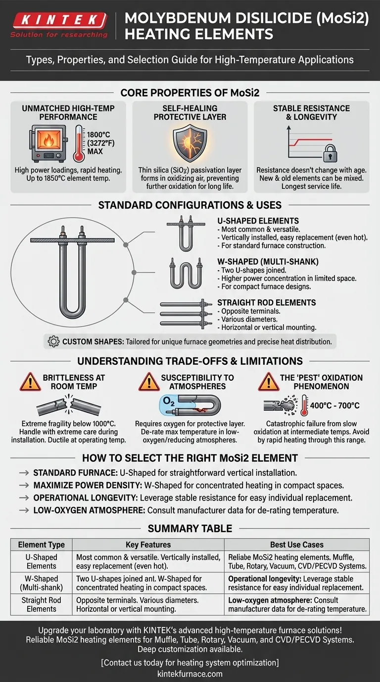 Que tipos de elementos de aquecimento de dissiliceto de molibdénio estão disponíveis? Escolha o Elemento Certo para as Suas Necessidades de Alta Temperatura Guia Visual