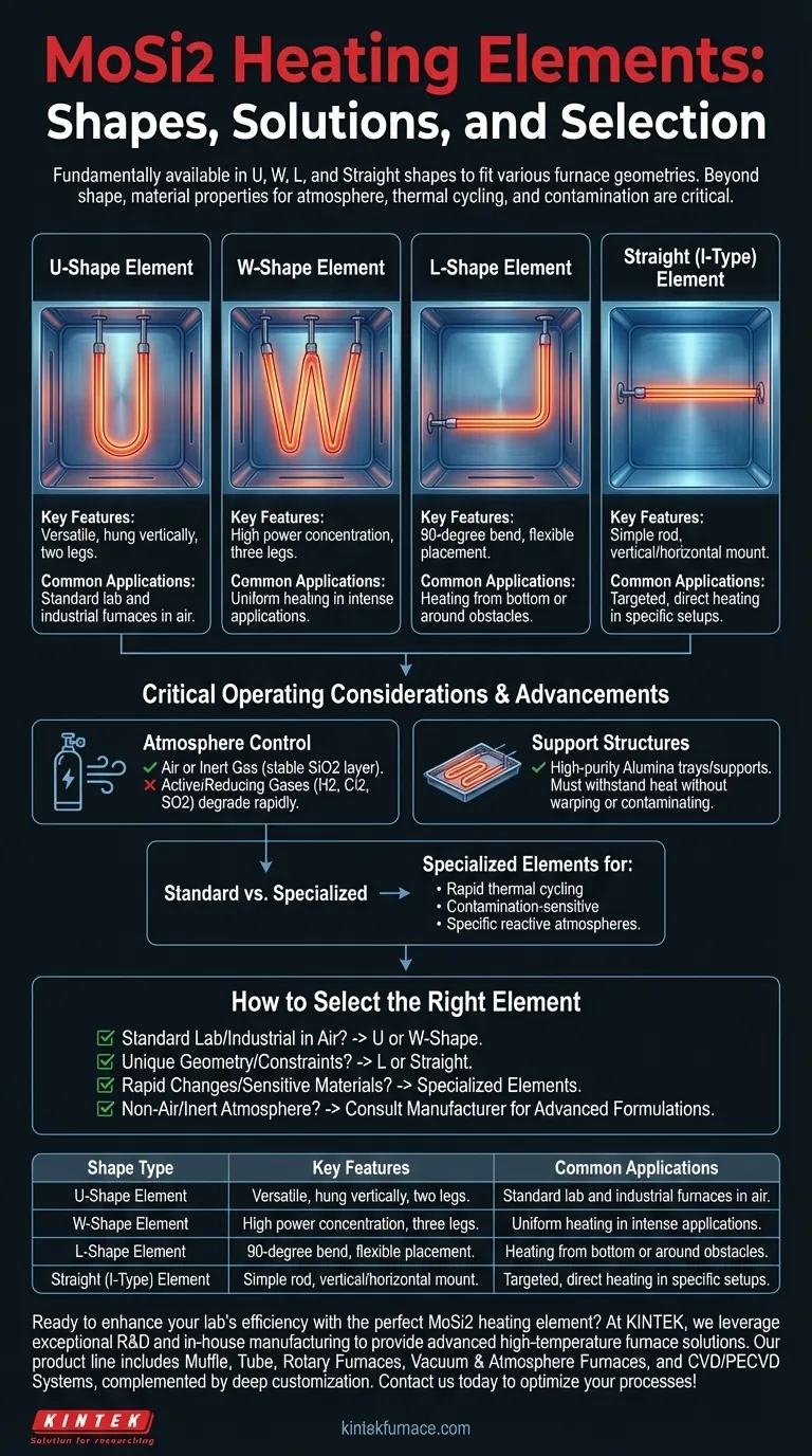 Que tipos de formatos de elemento de aquecimento MoSi2 estão disponíveis? Otimize o desempenho do seu forno de alta temperatura Guia Visual