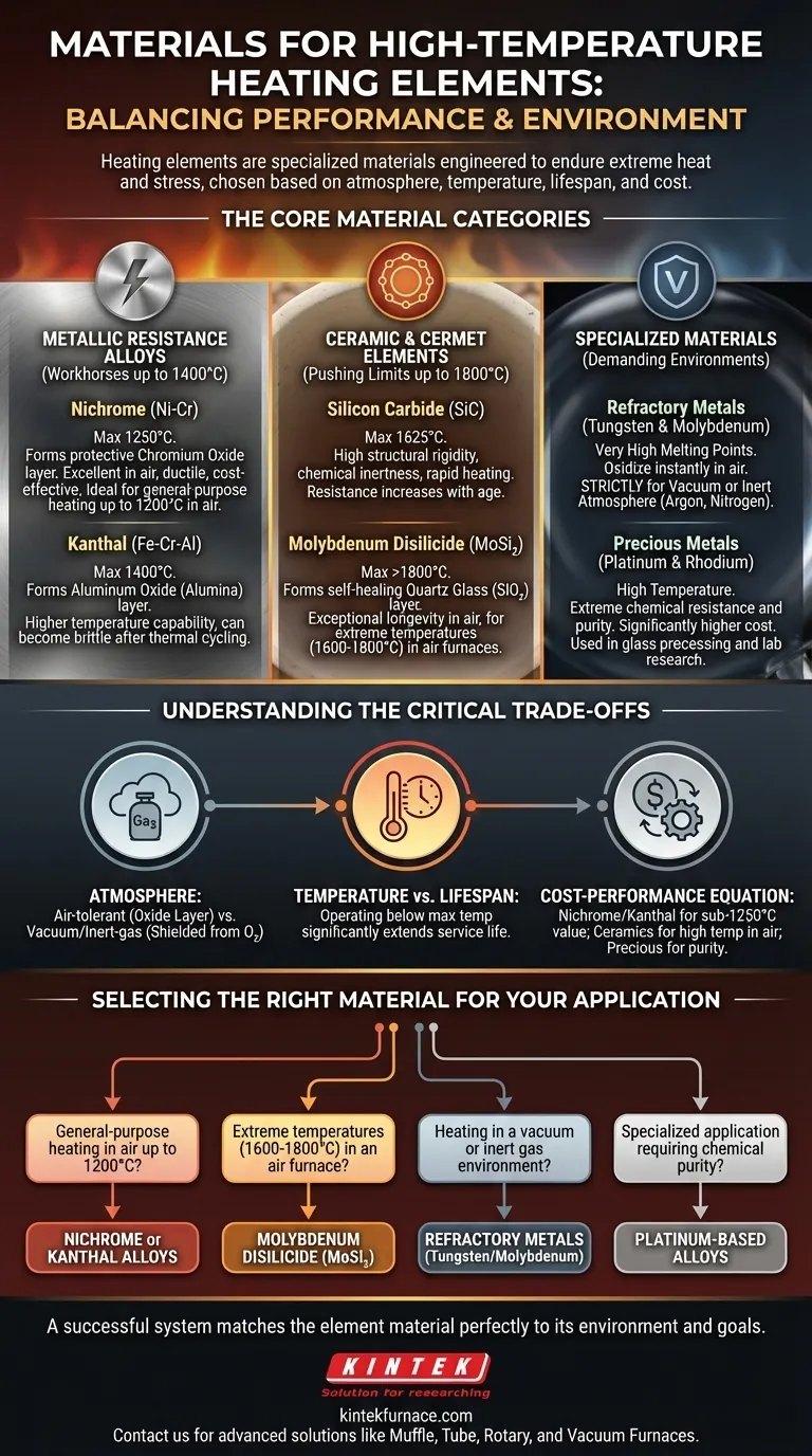 고온 발열체 제작에 일반적으로 사용되는 재료는 무엇입니까? 귀하의 요구에 가장 적합한 옵션을 찾아보세요 시각적 가이드
