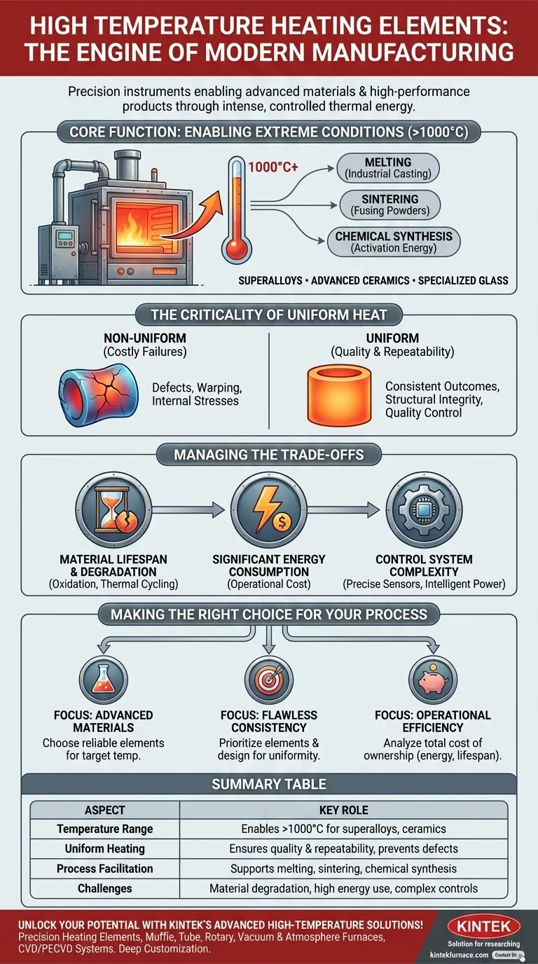 What role do high temperature heating elements play in modern manufacturing processes? Unlock Precision and Quality in Material Production Visual Guide