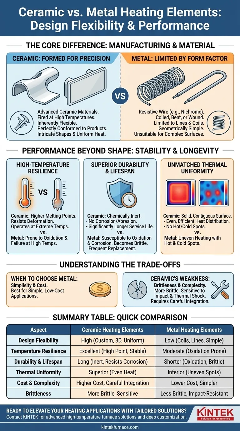 Wie schneiden keramische Heizelemente im Vergleich zu metallischen in Bezug auf Größe und Designflexibilität ab? Entdecken Sie fortschrittliche Heizlösungen Visuelle Anleitung