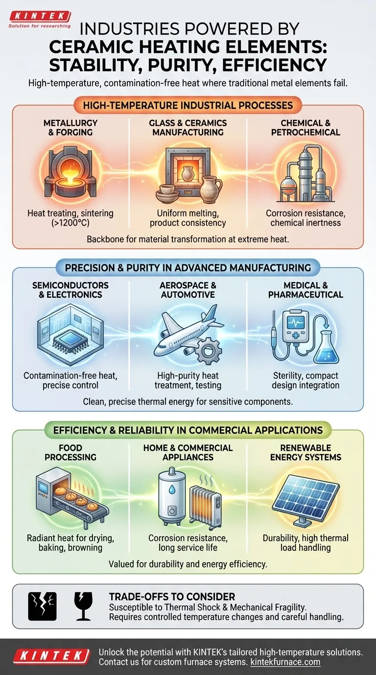 Em quais indústrias os elementos de aquecimento cerâmicos são comumente usados? Descubra Suas Aplicações Versáteis Guia Visual