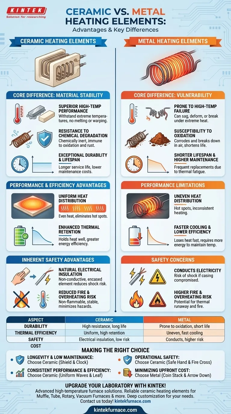 Quais são as vantagens dos elementos de aquecimento cerâmicos em relação aos metálicos? Durabilidade, Eficiência e Segurança Superiores Guia Visual