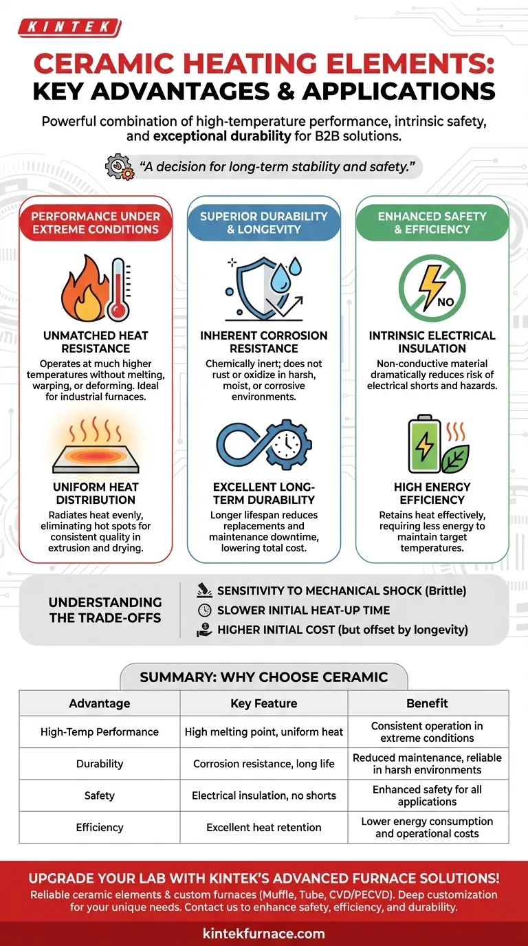 What are the key advantages of using ceramic heating elements? Achieve High-Temp Safety and Durability Visual Guide