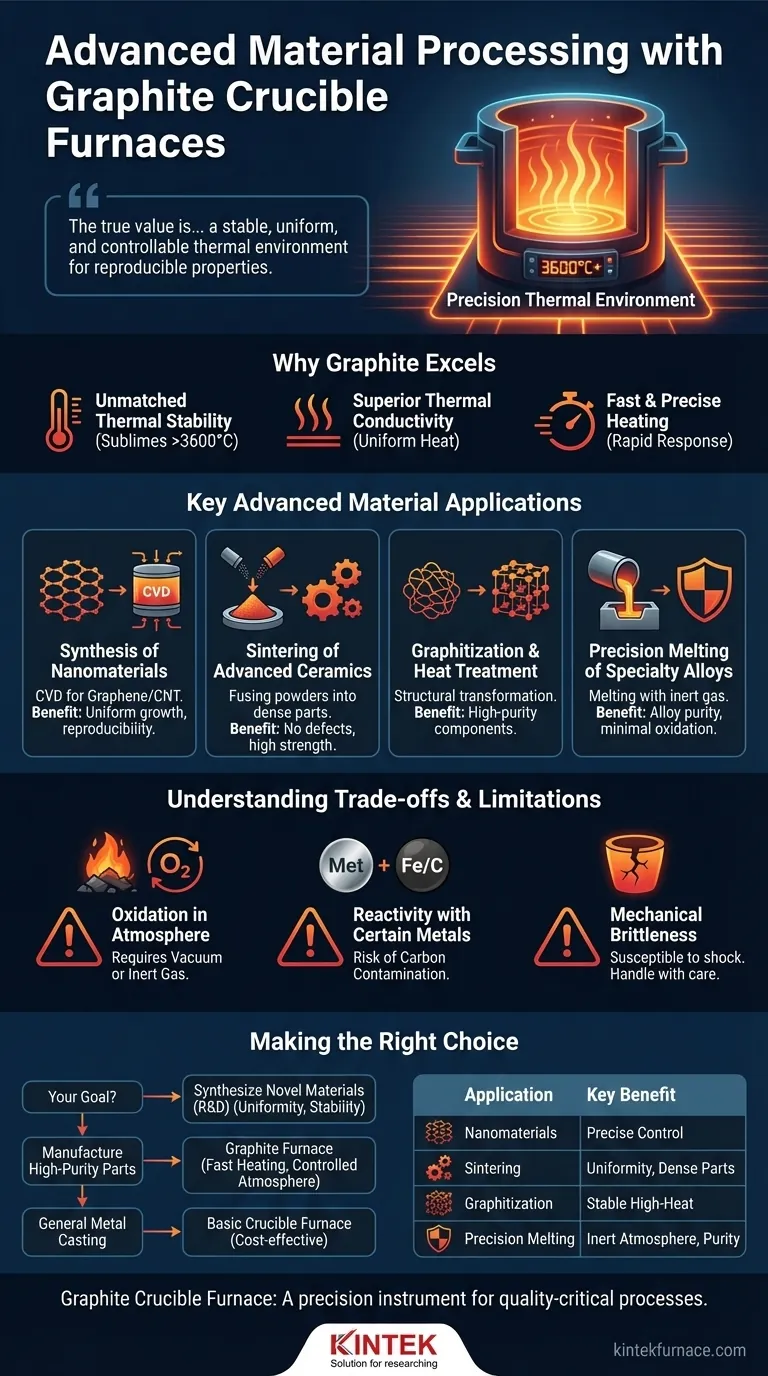 Quais aplicações avançadas de processamento de materiais utilizam fornos de cadinho de grafite? Desbloqueie a Precisão na Síntese de Nanomateriais e Mais Guia Visual